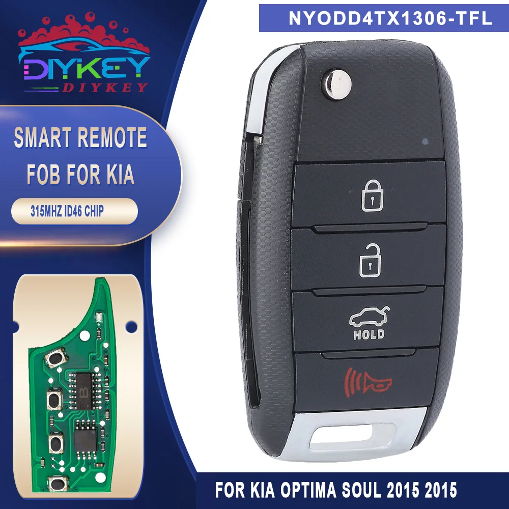 

DIYKEY NYODD4TX1306-TFL For KIA Optima Soul Sportage 2014 2015 95430-2T560 95430-2T550 315MHz ID46 Chip Flip Remote Key Fob