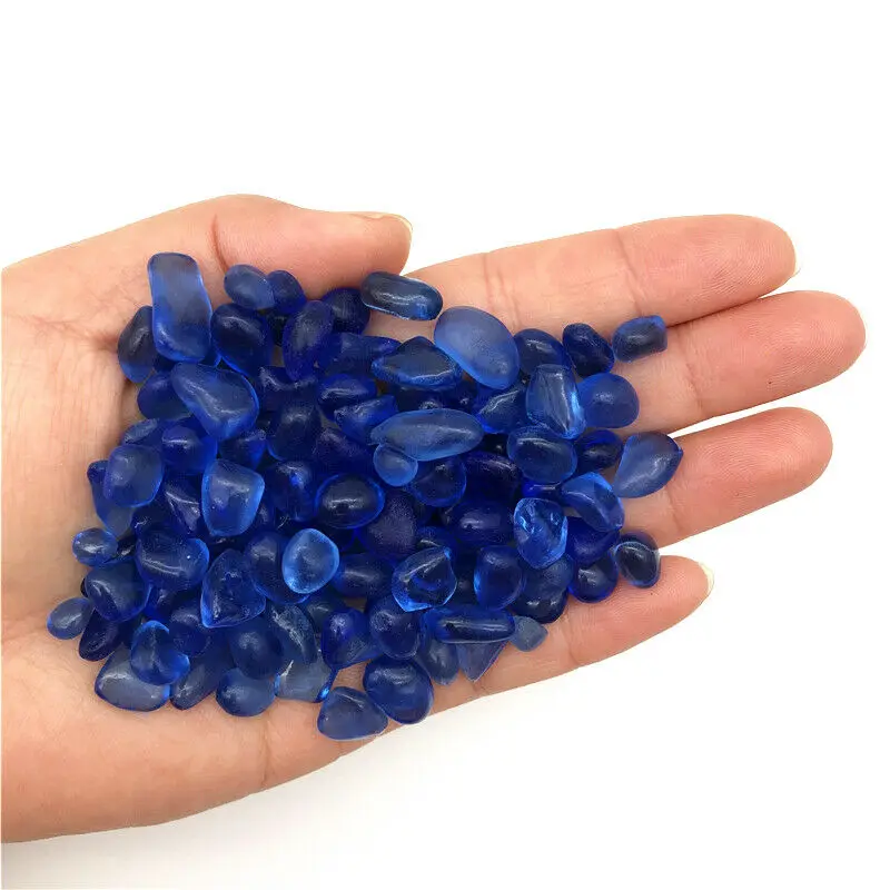 Wholesale 50g 7-10mm Blue Gravel Coloured Glaze Crystal Buddha Aquarium Stones Decor Quartz Crystals