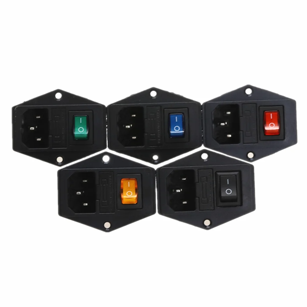 AC-01A Power Rocker Switch IEC 3 Pin 320 C14 Inlet Power Sockets Switch Connector Plug 10A 250V