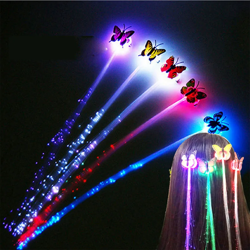 

100pcs Led Party Color Led Hair Glow Hair Braid Led Hair Clip Accessory Gifts For Festival Glow Hair Braid Headband Glow In Dark