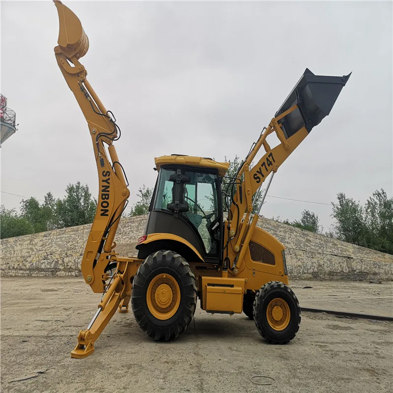 SYNBON SY747 Powerful Excavator Bucket Excavation Loading Backhoe Loader