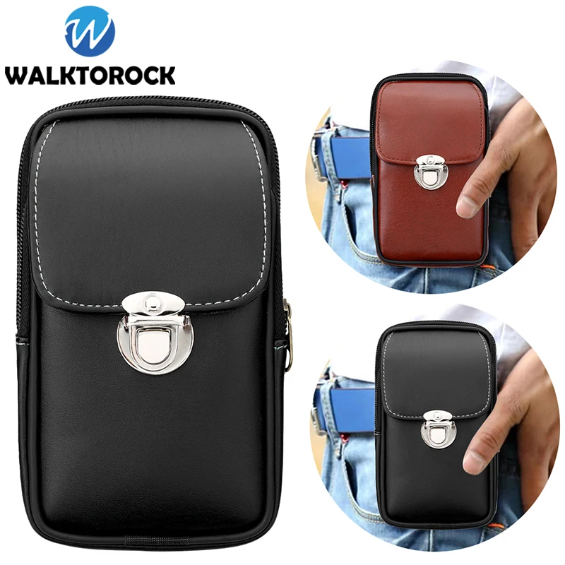 High Quality Phone Pouch Cowhide Waterproof Phone Belt Waist Bag for iphone 12 11 pro max samsung note Men's Mobile Phone Case