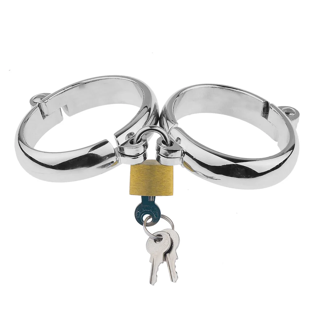 

BDSM Oval Metal Handcuffs Lockable Shackles FootCuffs Ankle Cuffs Restraints Adult Sex Toy Bondage Metal Wristband for Women Men