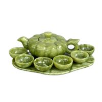 Chinese Hand-Carved Natural Lantian Jade Teapot Tea Set - Household Elegant Jadeite Ceremonial Kung Fu Tea Set for Brewing Tea