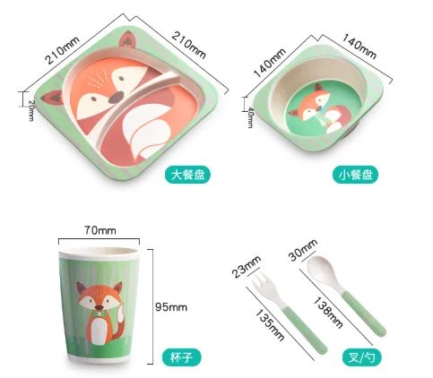 5 Pieces / Set Children'S Dishes, Children'S Dishes, Cartoon Dishes, Children'S Natural Dishes, (Design randomly)