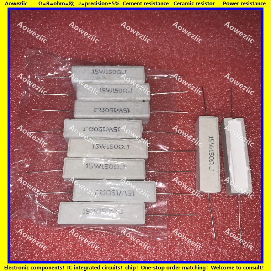 

10Pcs 15W150RJ 15W150ΩJ RX27 Horizontal cement resistor 15W 150 ohm R 15W150ohm Ceramic Resistance precision 5% Power resistance