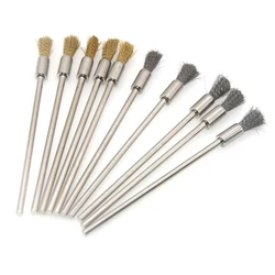 Pen Wire Brush 100mm with 3.0 Round Long Shank, Steel Cleaning End Brushes Rotary Tool Pen Wire Brush for Rust Paint Removal