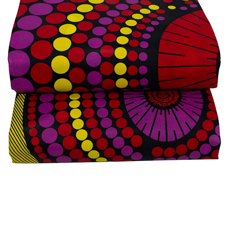 Tela de cera 2019 algodón para vestido de fiesta, estampado redondo colorido, africano, nigeriano, Ankara, auténtica garantizada, 6 yardas, 100%