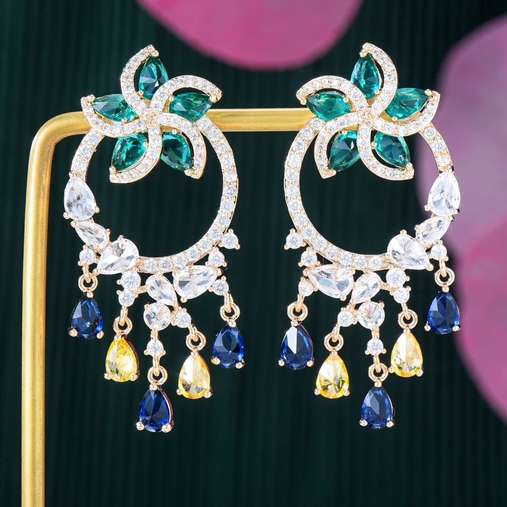 Kellybola Russia Fashion Zirconia Cricle Hanging Earrings Women Hoop Earrings Party Daily Boutique Jewelry Valentine's Day Gift