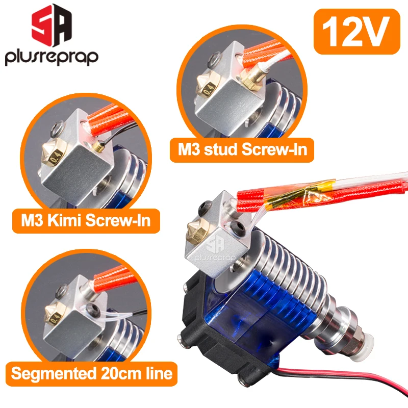 

V6 J-head 12 в полностью металлический Hotend Уэйд или Боуден, экструдер, нагреватель, термисторы, сопло вентилятора, радиатор для 1,75/3 мм детали 3D-принтера