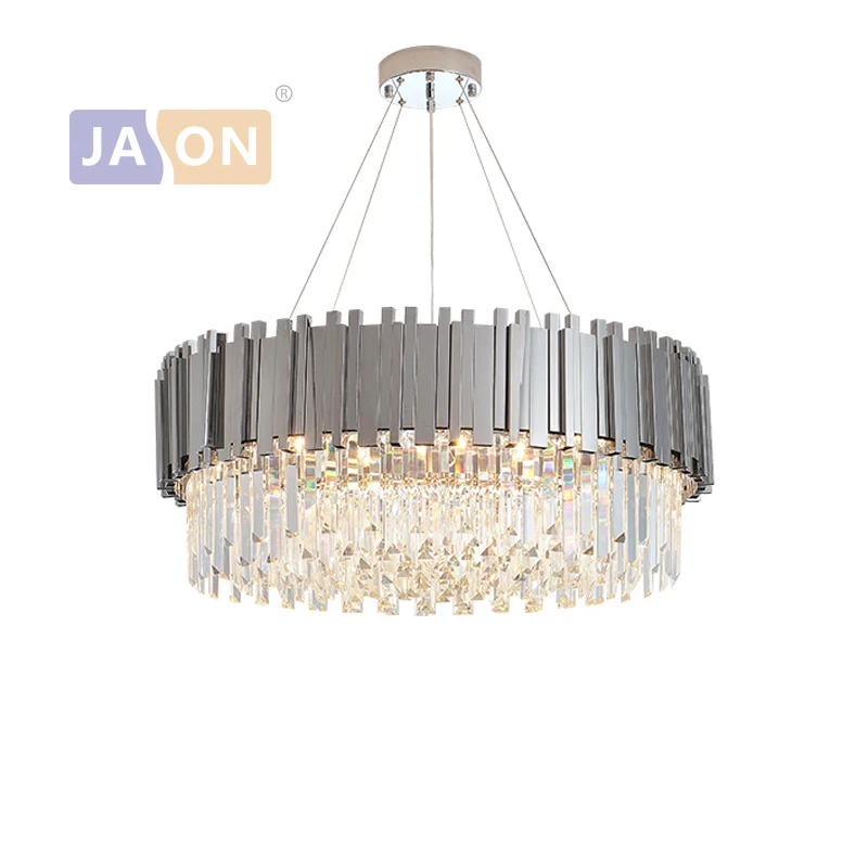 

LED Postmodern Round Gold Silver Black Crystal Hanging Lamps Chandelier Lighting Lustre Suspension Luminaire Lampen For Foyer