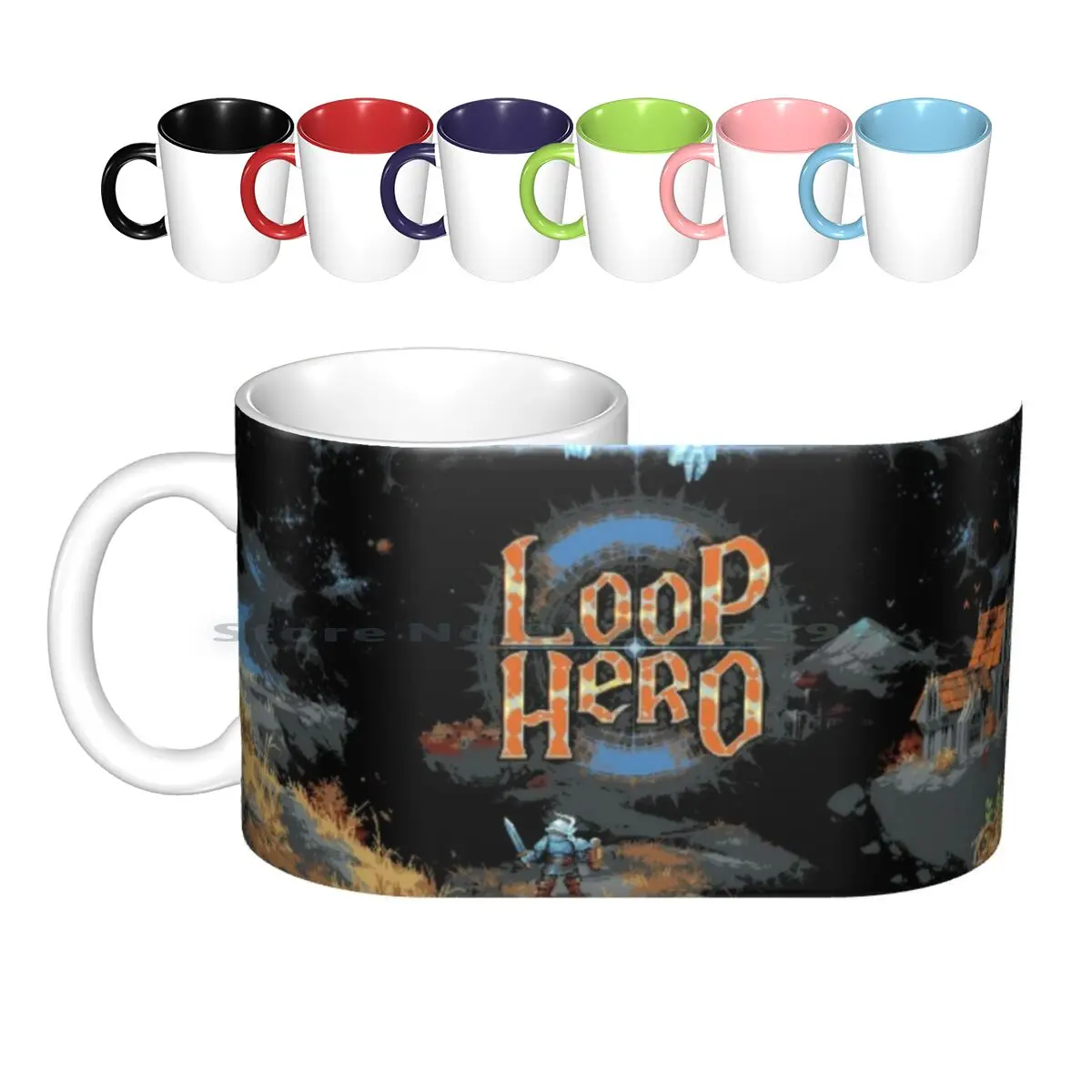 Loop Hero Game Ceramic Mugs Coffee Cups Milk Tea Mug Loop Hero Lich Chaos Roguelike Loot Adventure Speedrun Dark Pixel Class