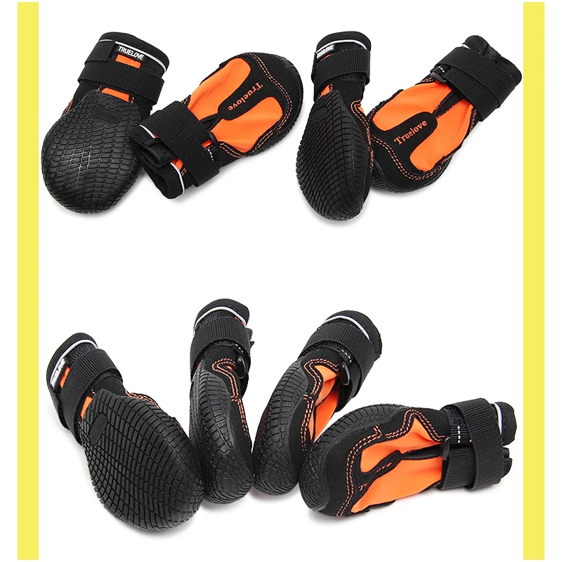 Truelove Pet Shoes Boots Water-resistant Dogs with Reflective Rugged Anti-Slip Sole Skid-Proof Outdoor Dog Shoes 2pc/4pc TLS4861