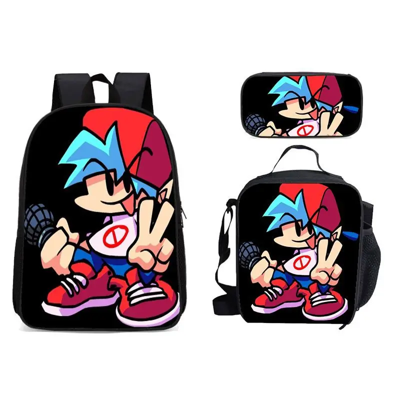 

3 Pcs/Set Friday Night Funkin School Backpack Teenager Children Boys Bookbags Primary Students Shoulder Backpack Mochila Gift