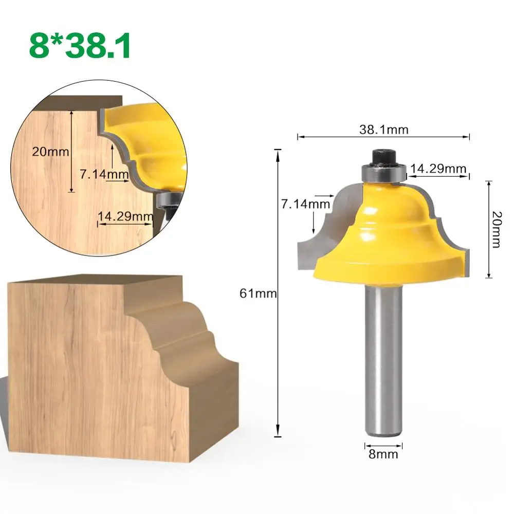 1pc 8mm Shank Corner Round Over Router Bit with Bearing Milling Cutter for Wood Woodwork Tungsten Carbide