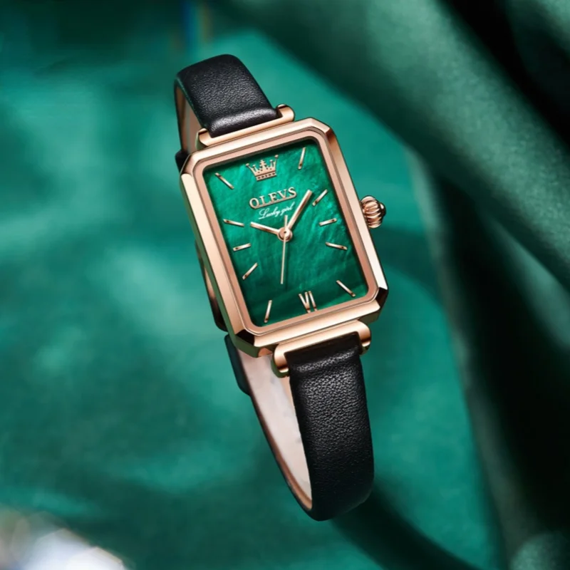 Watch hot sale small green watch square quartz watch waterproof ladies watch women