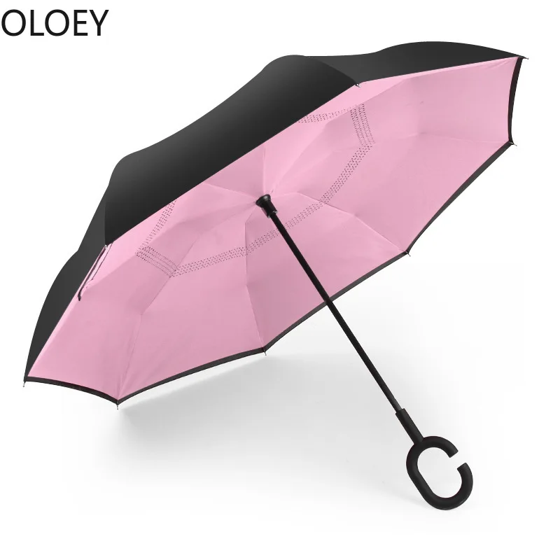 Reverse Inverted Umbrella Automatic Car Upside Down Big Umbrellas Uv Black Umbrella Men Sun Double-layer Parasol Custom Logo New