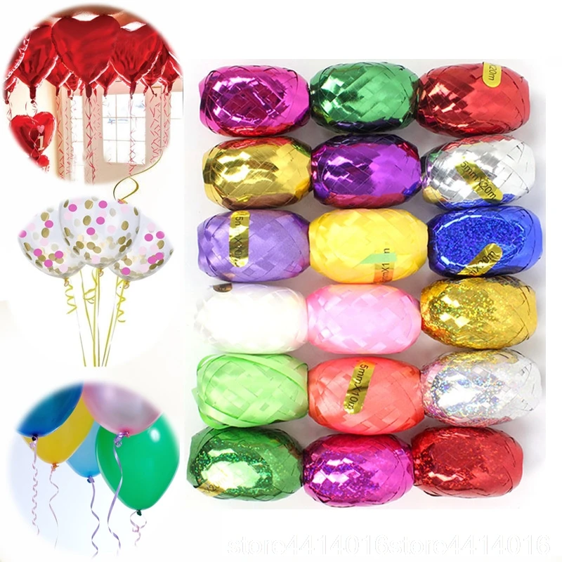 6pcs Balloons Ribbons Laser Ribbon Birthday Party Decoration DIY Wedding Accessories Baby Shower party arrangemet 99