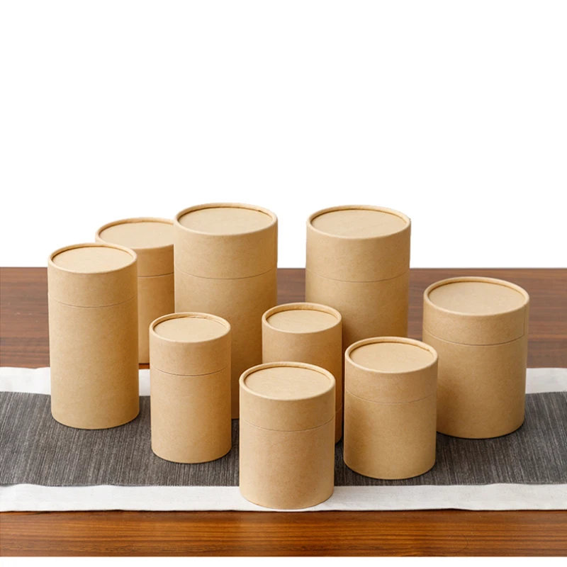 Kraft Paper Tube, Round Cylinder, Tea Coffee Container Box,  Cardboard Packaging for Drawing T Shirt and Incense, 10 PCs/Lot