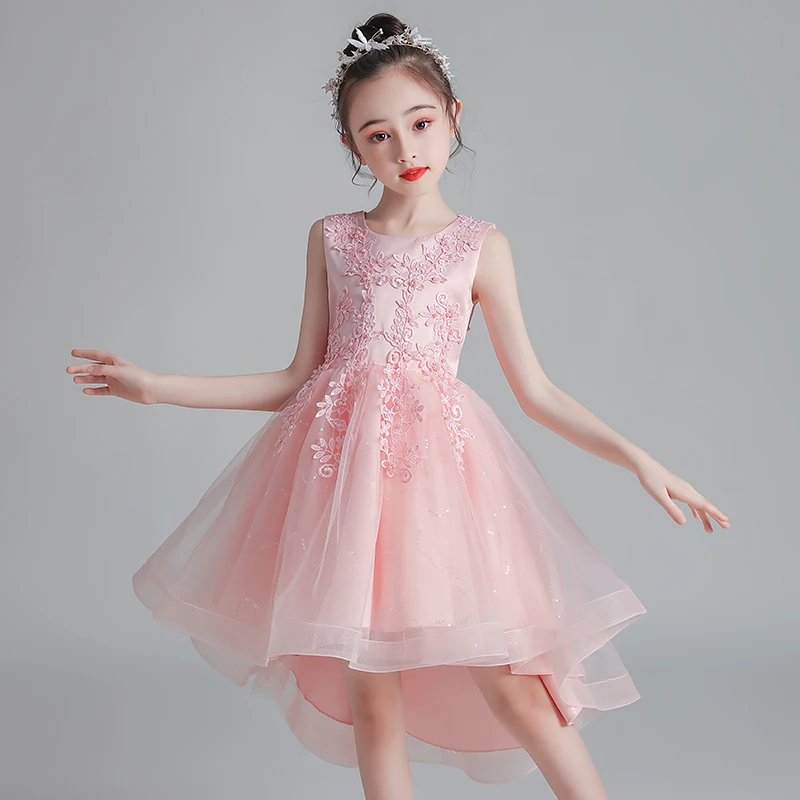 Girls Dress New Design Tail Evening Bridesmaid Wedding Casual Elegant New Year Princess Children Party Dress