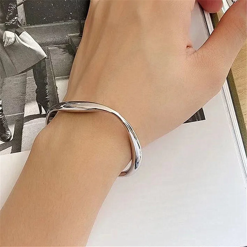 

VENTFILLE 925 Sterling Silver Irregular Geometric Cuff Bracelet For Women Party Jewelry Birthday Gift 2021 New