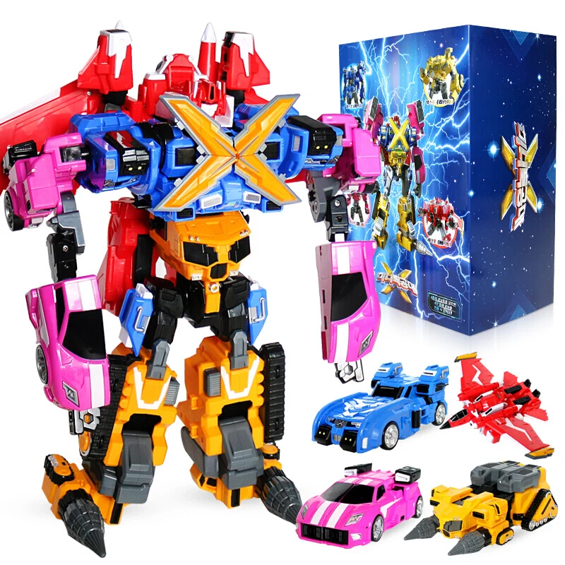 

4pcs/set Mini Force Transformation Robot Toys Action Figures MiniForce X Simulation Car Airplane Deformation Mini Agent Toy