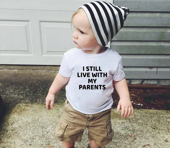 I Still Live with My Parents Baby Boys T Shirt Summer Infant Kids Boys Girls White T-Shirts Clothes Toddler Letter Tops Blouse