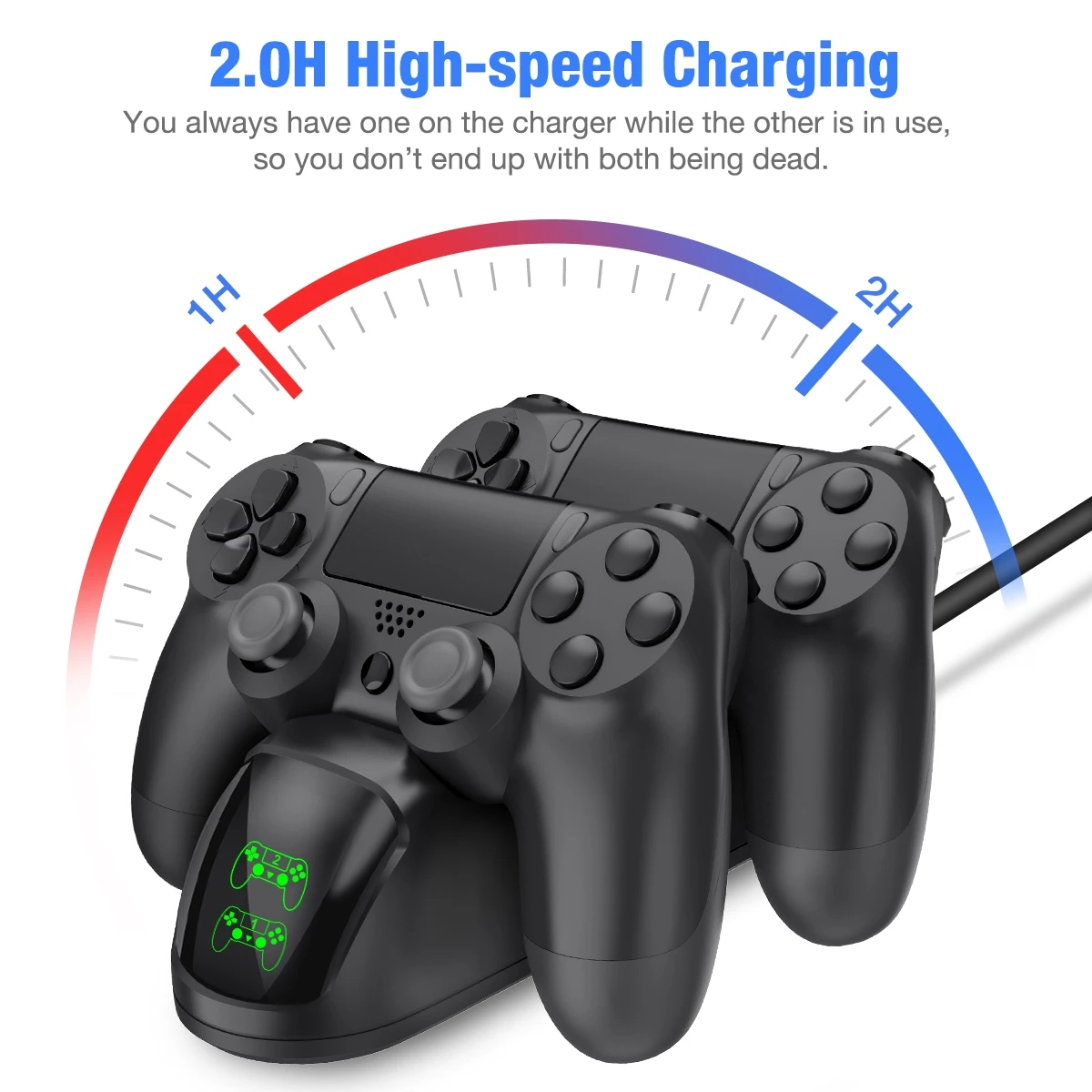 BEBONCOOL Fast PS4 Controller Charging Dock Station Dual Charger Stand with Display Screen for Play Station 4/PS4 Slim/PS4 Pro