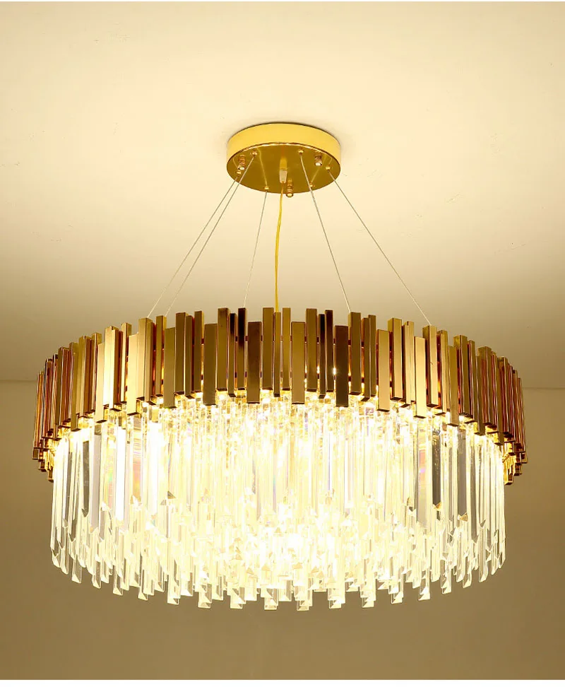 

Luxury Stainless Steel pendant lamp Round Cristal Chandelier Light Boat Crystal Chandelier Lamps for Living Room Dining Room