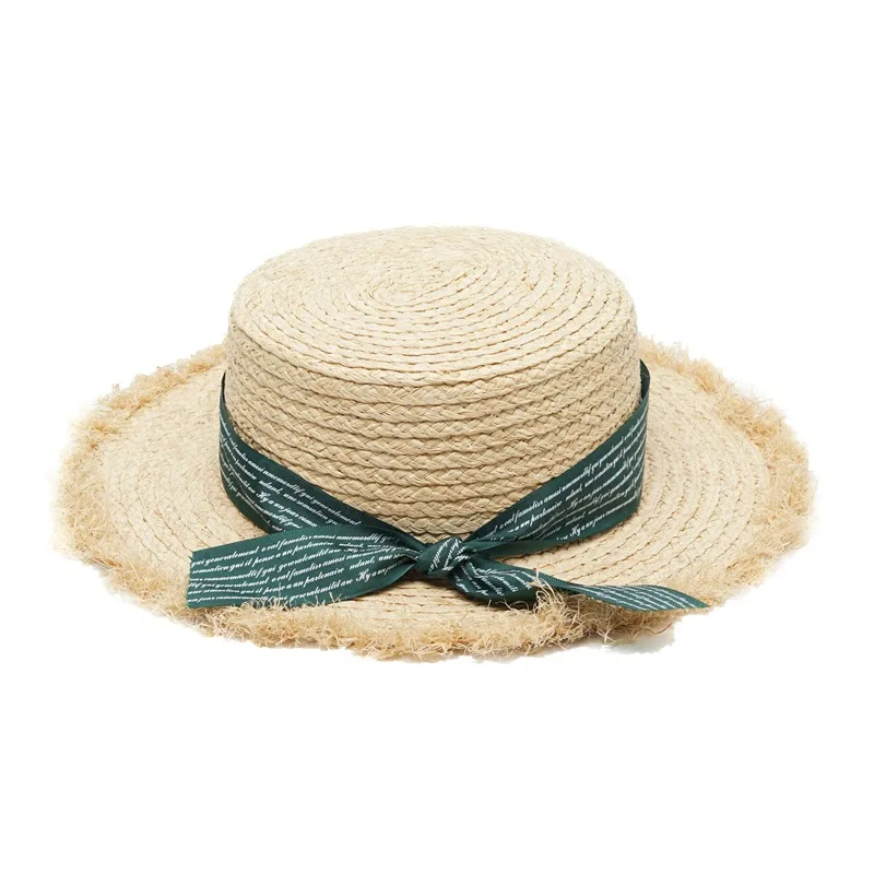 

WeMe Sunshade Hat Day Series Hair Edge Straw-knitted Straw Hat Fashion Leisure Letter Ribbon Sunscreen Cap