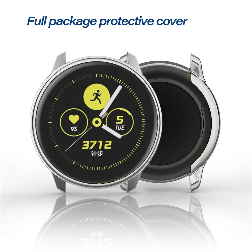 Funda protectora de pantalla suave para Samsung Galaxy Watch Active 2, funda completa de TPU fina de 40mm y 44mm, accesorios de parachoques