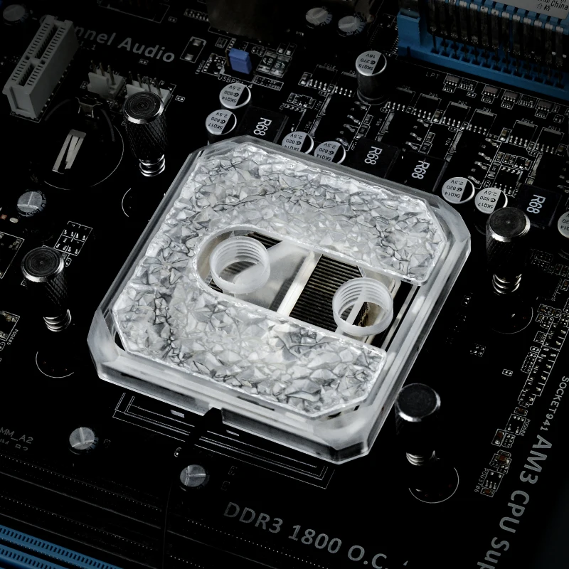 Syscooling Ice crystal design CPU water block with 5V RGB G1/4 thread for AMD Ryzen AM4 socket