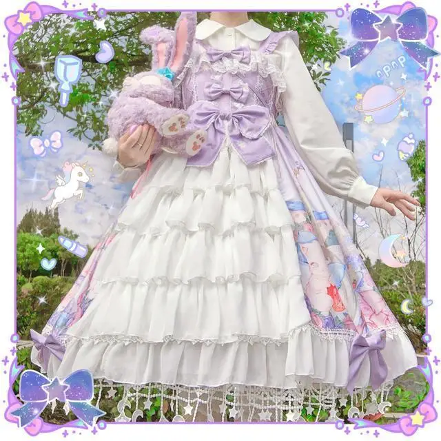 Japanese Sweet Lolita Jsk Dress Women Elegant Gothic Sleeveless Princess Party Dresses Victorian Girly Harajuku Kawaii Vestidos