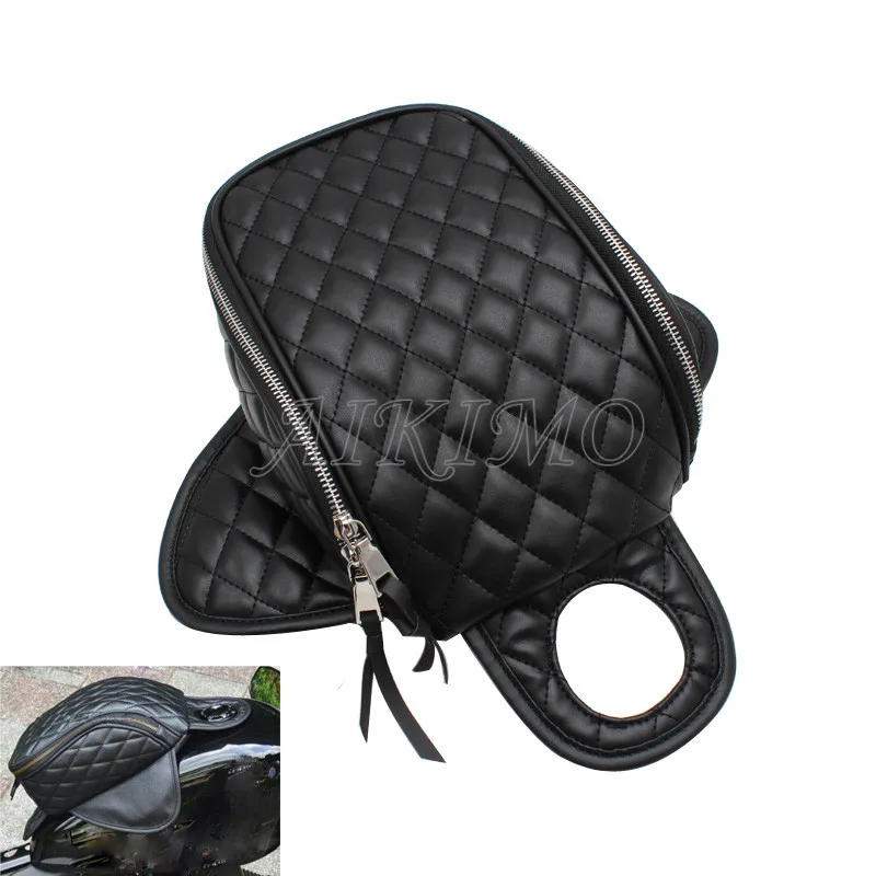 

Black PU Leather Waterproof Magnetic Motorcycle Diamond Oil Fuel Tank Travel Bag For Harley 883 1200