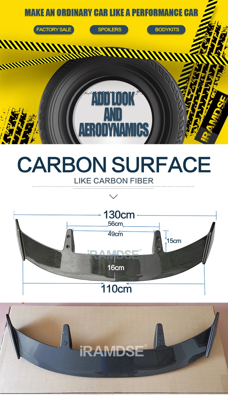 Gloss Black Spoiler for SEAT Ibiza Leon Carbon Paint 2009-2021 Year Rear Windshield Wing Trunk ABS Accessories