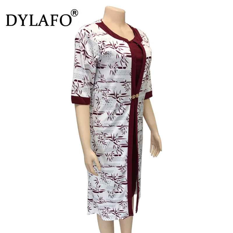 Two Piece Set Outfits Women African Clothes Print Long Coat Elegant Dress Suit Plus Size 3XL Dress Suit Office Lady