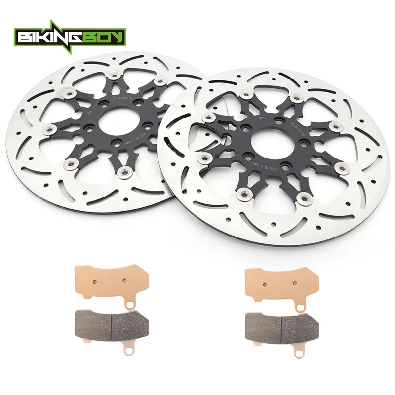 BIKINGBOY For Harley Touring FLHR Road King Electra Glide Classic Street Glide 11 12 13 Front Brake Disks Discs Brake Pads