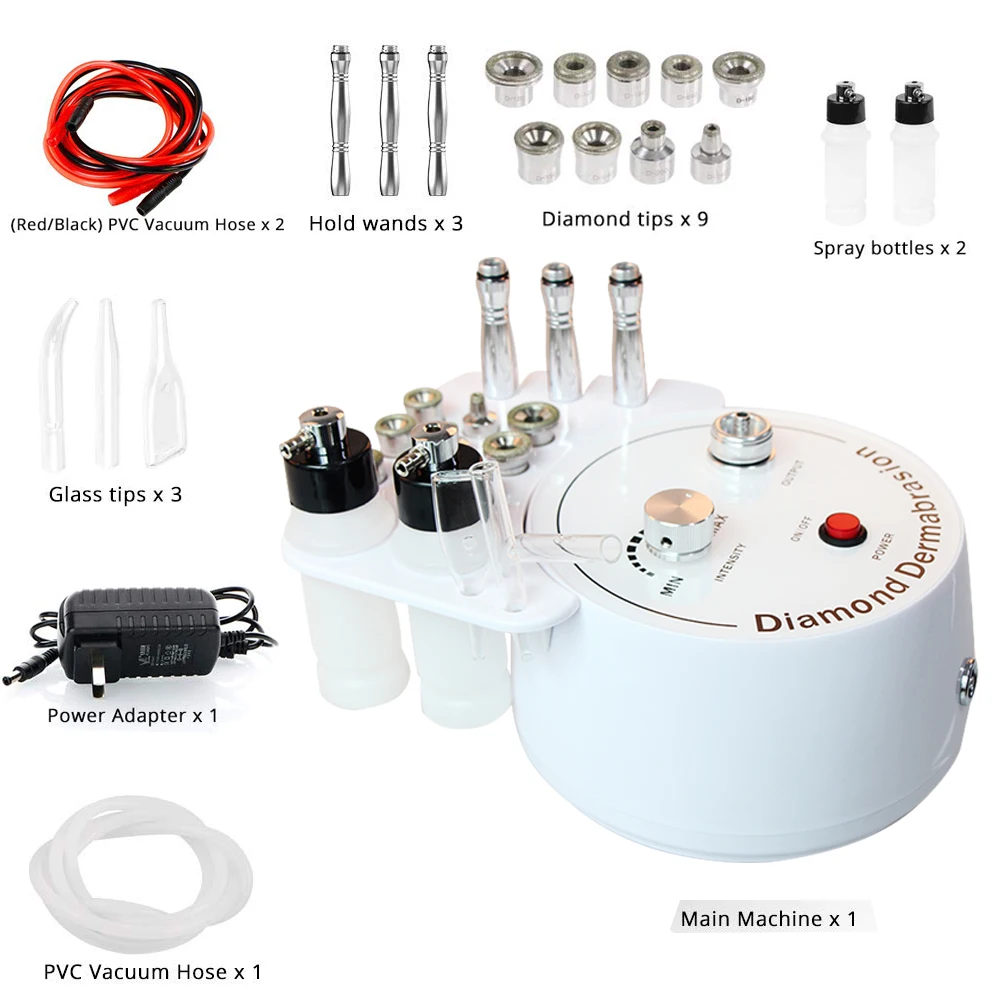 3 in1 Diamond Microdermabrasion Dermabrasion Machine Water Spray Exfoliation Beauty Machine Wrinkle Removal Facial Peeling Tools