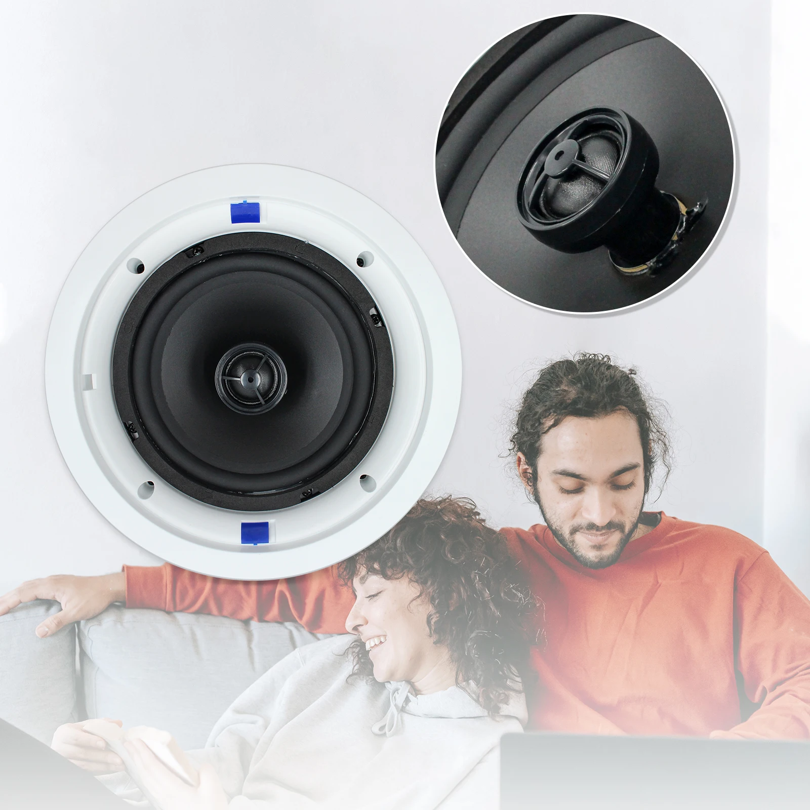 Herdio 4 pezzi 6.5 \'\' 640 Watt altoparlanti da soffitto Bluetooth wireless a 2 vie pacchetto per sistema Home Theatre soggiorno montaggio a incasso