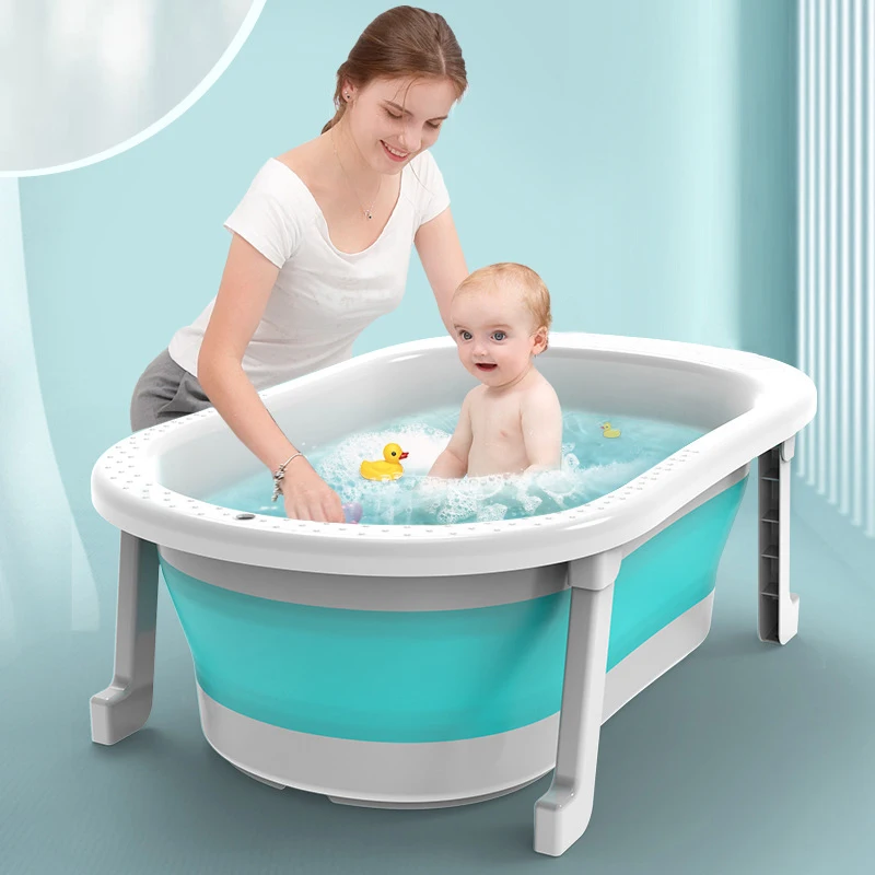 Toddlers Bath Tub Silicone Foldable Baby Take A Bath Bathtub Non-Slip Foot Bath Bucket Folding Bathtub Bathroom Basket Tub