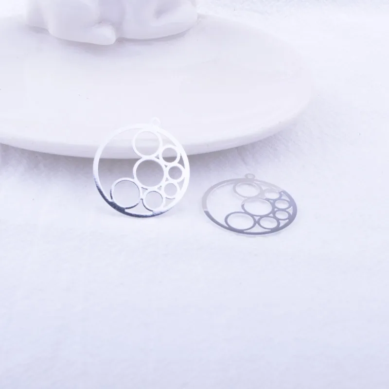 50 Stück AB6030 25mm Runde Anhänger aus Messing in Blattform für DIY-Schmuckherstellung und Ohrringzubehör – Detail 10