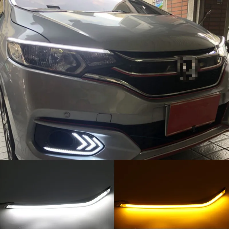 

For Honda Jazz fit 2015-2020 LED DRL fog lamp with turn signal function car styling LED Daytime Running Lights