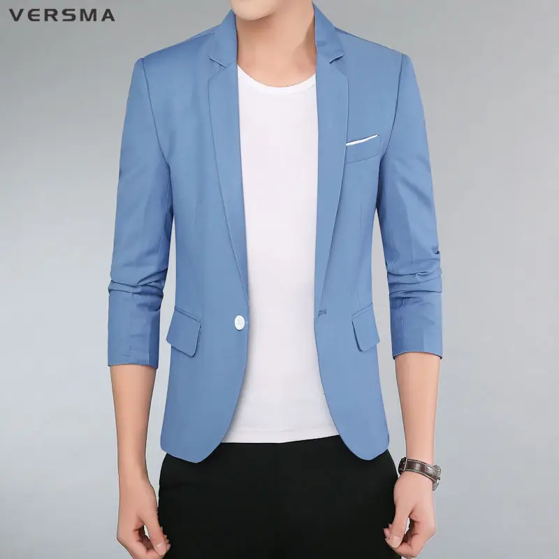 VERSMA Khaki Black Casual Men Blazer Suit Jacket Styles for Wedding Party Wear Chaqueta Terno Slim Fit Office Suits Blazers Male image 3