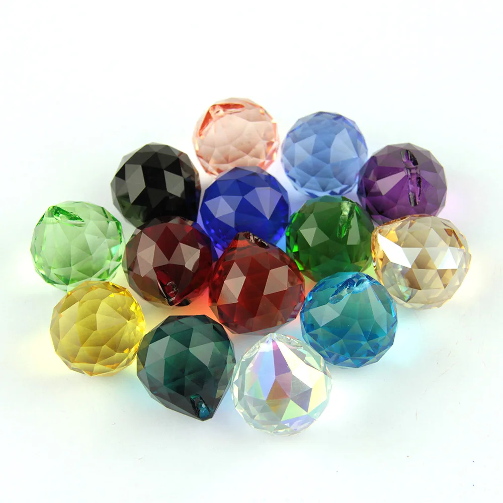 K9 Crystal wisząca kula 15mm/20mm/30mm/40mm szklany pryzmat Feng Shui Faceted Ball drzewo ślub rozstanie dekoracja hotelu