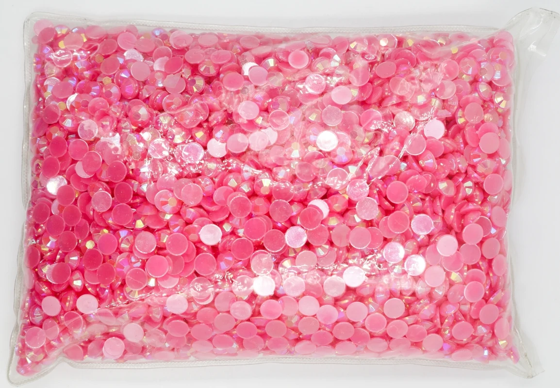 

Jelly Rose AB Color 1.5~7mm Flat Back Round Acrylic Rhinestones Beads / Stones ,3D Acrylic Nail Art / Garment Decoration