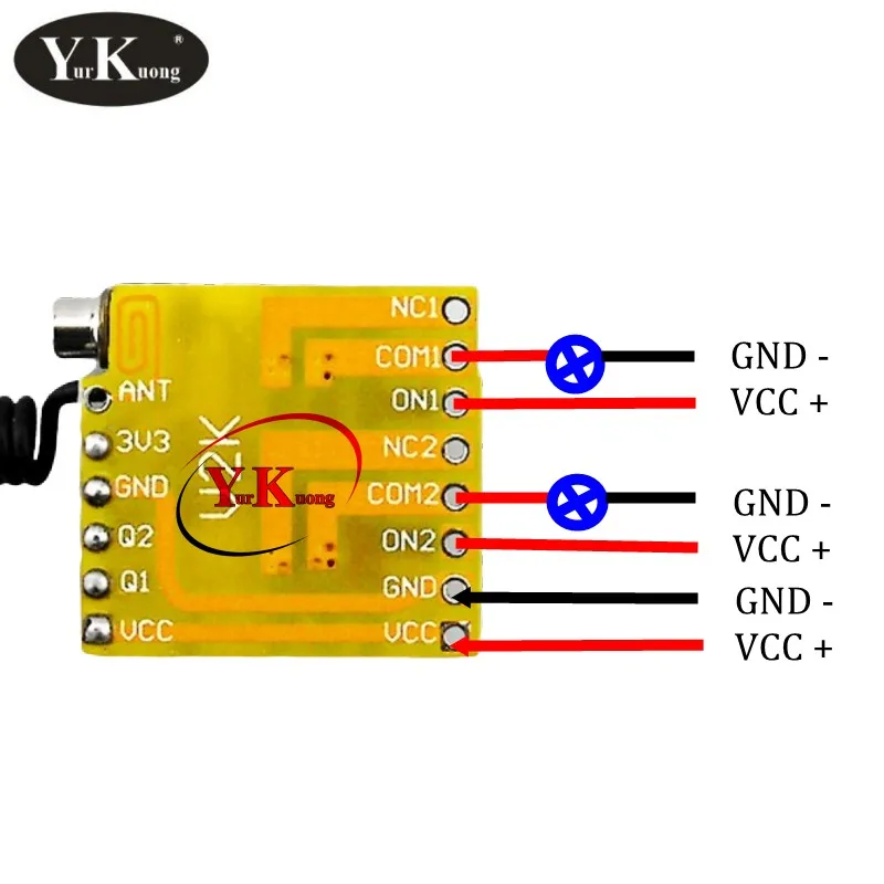 2 CH Mini Relay Remote Switch 3.7V 4.5V 6V 7.4V 9V Normally Open Close Wireless Switches Key Trigger Button Remote Switch 315433