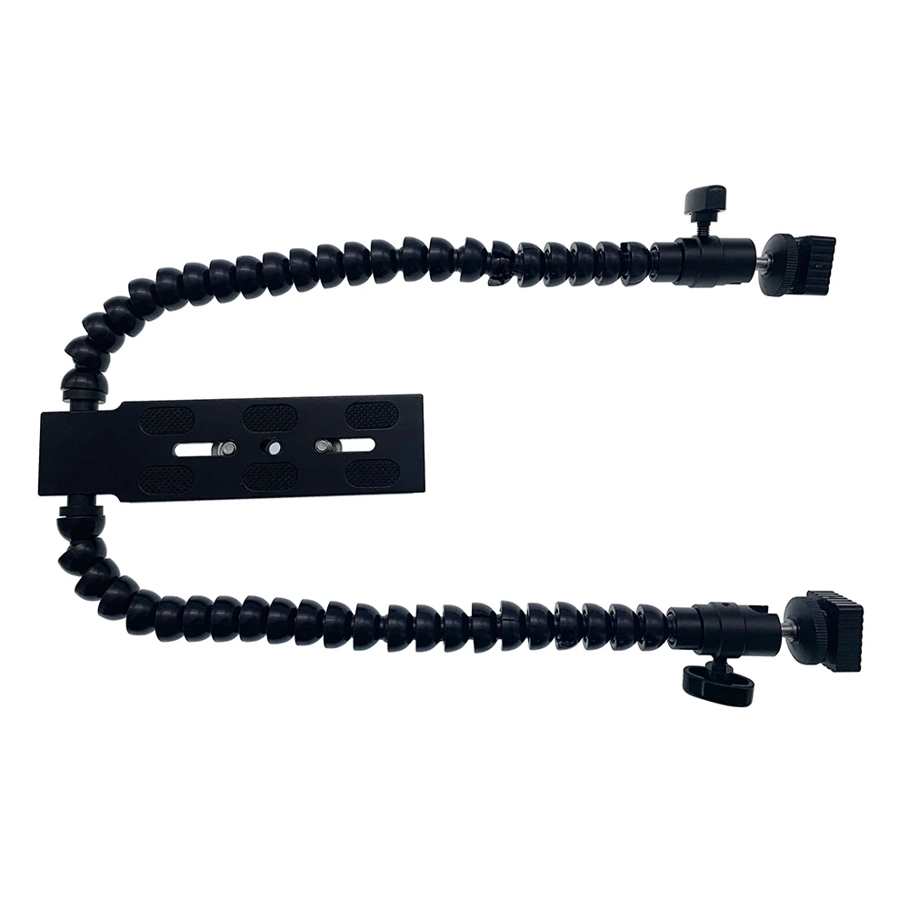 Foleto Holder Dudukan Braket Flash Hot Shoe Braket Dapat Disesuaikan Lengan Ganda Fleksibel untuk Canon Pentax Aksesori Kamera Tekanan Makro