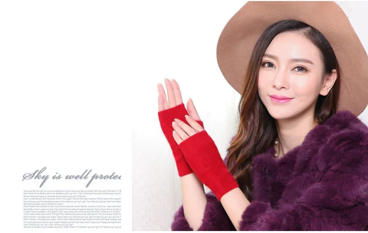 Nerz Kaschmir Herbst Winter Frauen Handschuhe Fingerlose Warme Waschbär Wolle Handschuh Handgelenk Länge Daumen Loch Handschuhe Koreanische Weibliche Schöne – Detail 23