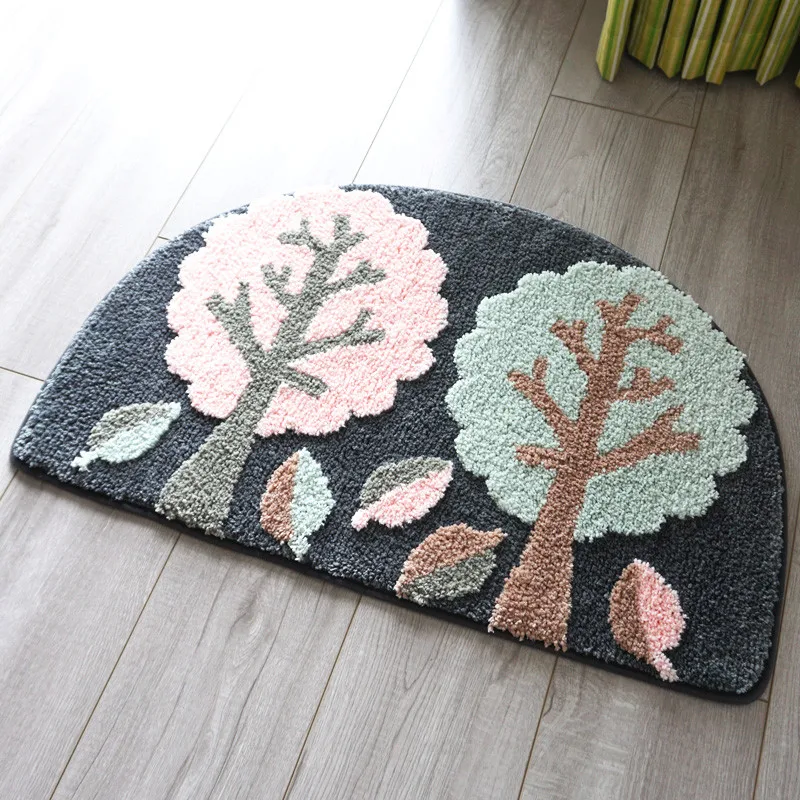 Semicircle Scrape Door Mats, Indoor Dirt Trapper Mat, Non Slip Doormat for Entrance, Flower Doorway Carpet, Floor Mat, Entry Rug