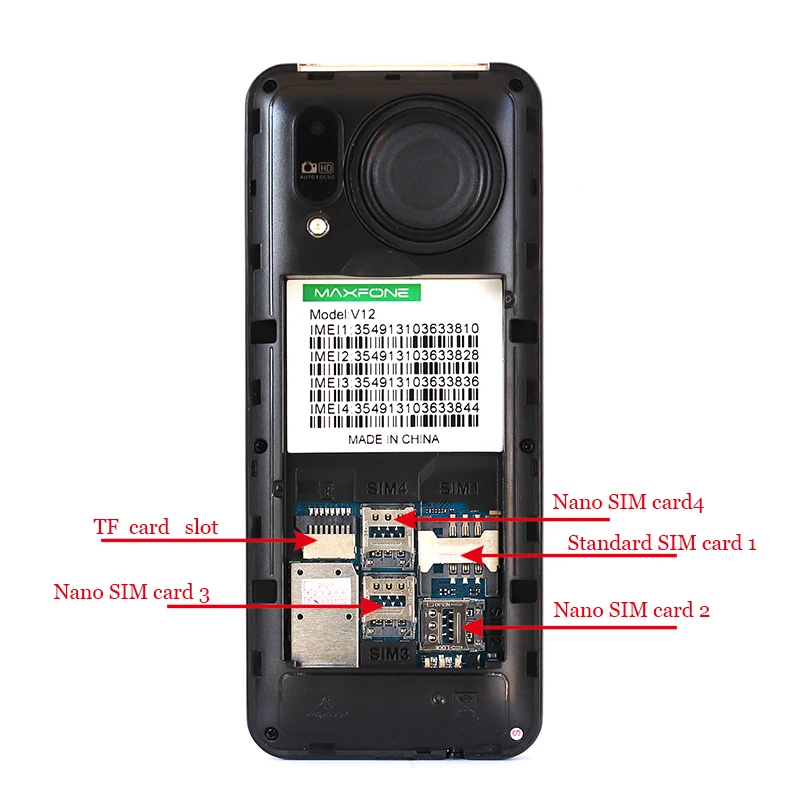 GSM 4 SIM Cards Four Standby  Portable Radio MP3 MP4 Camera Big Torch Recorder China Cheap Telephones Russian Keyboard